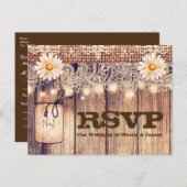 Invitation Carte Postale Pots de maçon rustiques illuminés Daisies & Lace R (Devant / Derrière)