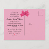 Invitation Carte Postale Potsettias Fuchsia, Noël personnalisé (Dos)