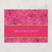 Invitation Carte Postale Potsettias Fuchsia, Noël personnalisé (Devant)