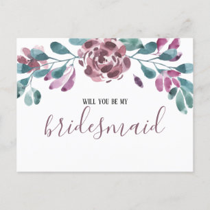 Invitation Carte Postale Poule Aquarelle Peony Bridesmaid