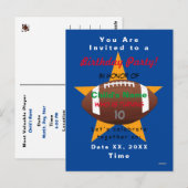 Invitation carte postale pour garçons thème footba (Devant / Derrière)