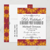 Invitation Carte Postale Pourcentage rouge et jaune (Devant / Derrière)