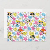 Invitation Carte Postale Powerpuff Girls Townsville Pattern (Devant / Derrière)