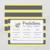 Invitation Carte Postale Prédictions pour Baby Shower Bumblebee jaune et no (Devant / Derrière)