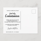 Invitation Carte Postale Première communion de dentelle de bois rustique (Dos)