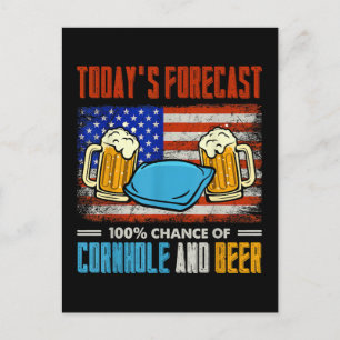Invitation Carte Postale Prévision d'aujourd'hui Cornhole Et Bière 