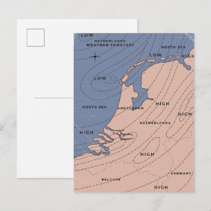 Invitation Carte Postale Prévisions météorologiques des Pays-Bas