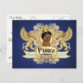 Invitation Carte Postale Prince africain royal|Bleu royal et or (Devant / Derrière)