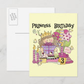 Invitation Carte Postale Princesse de fête 3e anniversaire Tshirts et cadea (Devant / Derrière)