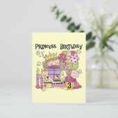 Invitation Carte Postale Princesse de fête 3e anniversaire Tshirts et cadea (Debout devant)