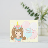 Invitation Carte Postale Princesse Unicorn (Debout devant)