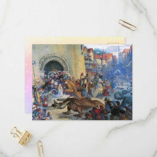 Invitation Carte Postale Princess's Birthday Dragon (Devant/Arrière en situation)