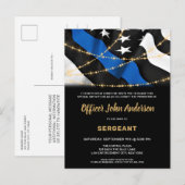 Invitation Carte Postale Promotion policière Application de la loi Ligne bl (Devant / Derrière)