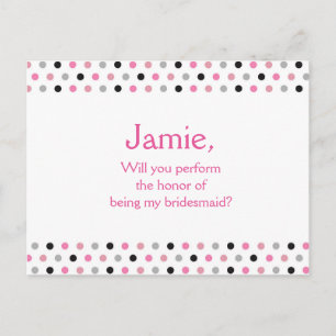 Invitation Carte Postale Proposition de la femme de ménage à points rose