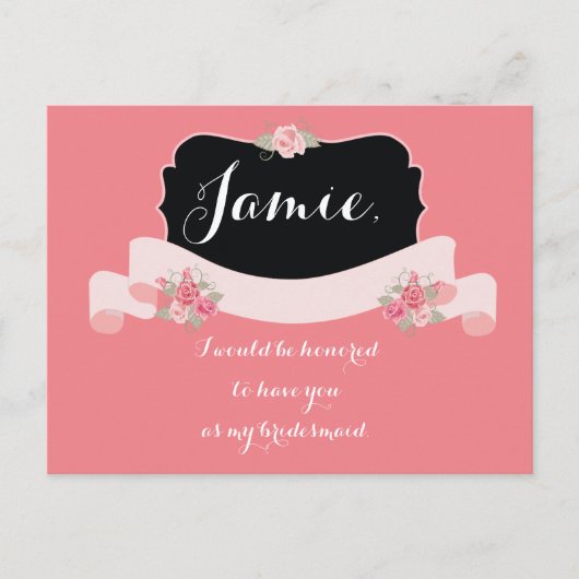 Invitation Carte Postale Proposition de la servante rose Floral (Devant)