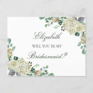 Invitation Carte Postale Proposition d'une demoiselle d'honneur Rose