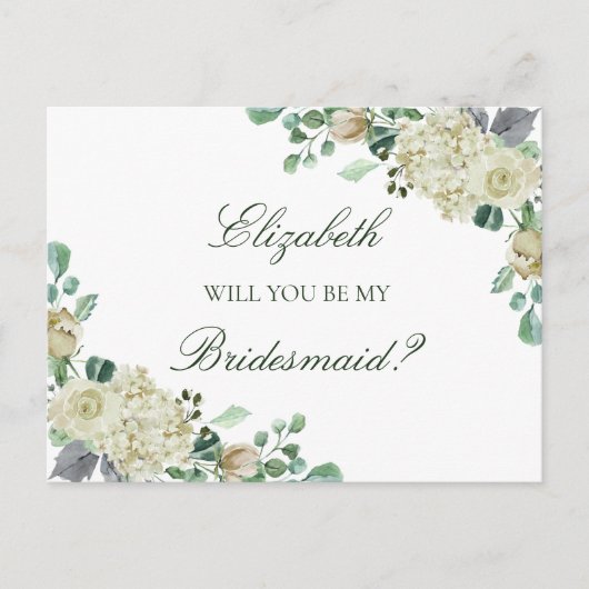 Invitation Carte Postale Proposition d'une demoiselle d'honneur Rose (Devant)