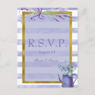 Invitation Carte Postale Provence Lavande Violet Mariage Fleur RSVP