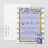 Invitation Carte Postale Provence Lavande Violet Mariage Fleur RSVP (Devant / Derrière)