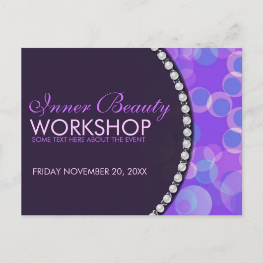 Invitation Carte Postale Purple Bubbles Beauté Workshop Business Flyer (Devant)