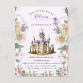 Invitation Carte Postale Purple Castle Fairytale Anniversaire Thème avec Fa (Devant)