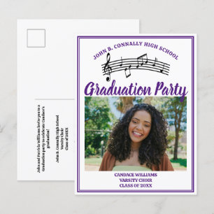 Invitation Carte Postale Purple Choir Photo High School Graduation Party
