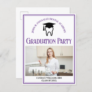 Invitation Carte Postale Purple Dental School Photo Custom Graduation Party