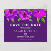 Invitation Carte Postale Purple Enregistrer la date Bat mitzvah aquarelle f (Devant)