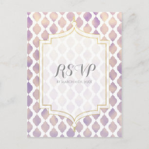 Invitation Carte Postale Purple Gold & Blanc Marocain Moderne Mariage RSVP