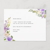 Invitation Carte Postale Purple Green Floral Be My Bridesmaid Proposition (Dos)