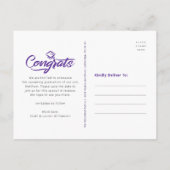 Invitation Carte Postale Purple Save Date Graduation Photo Bold Arch Script (Dos)