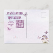 Invitation Carte Postale QR Code Purple Aquarelle Fée Premier anniversaire (Dos)