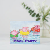 Invitation Carte Postale Quand les porcelets flottent - Cochons de natation (Debout devant)