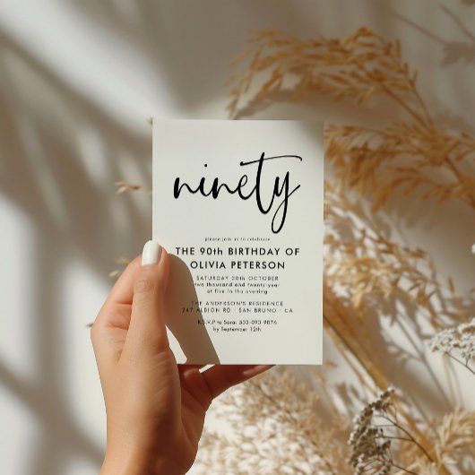 Invitation Carte Postale Quatre-vingts | 90e Soirée d'Anniversaire Noir & B