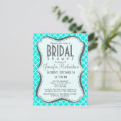 Invitation Carte Postale Quatrefoil Turquoise Lumineux (Debout devant)