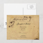 Invitation Carte Postale Quill de parchemin d'élégance à l'ancienne RSVP (Devant / Derrière)
