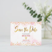 Invitation Carte Postale Quinceañera Enregistrer Date Blush Rose Aquarelle  (Debout devant)