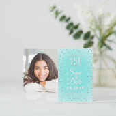 Invitation Carte Postale Quinceañera Enregistrer la date Moderne 2 Photo Tu (Debout devant)