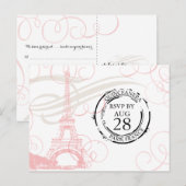 Invitation Carte Postale Quinceanera | Paris Boarding Pass RSVP (Devant / Derrière)