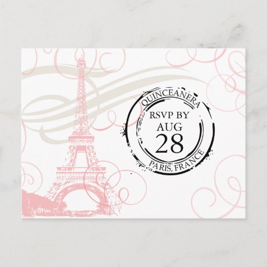 Invitation Carte Postale Quinceanera | Paris Boarding Pass RSVP (Devant)