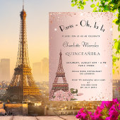 Invitation Carte Postale Quinceanera Paris Tour Eiffel parties scintillant