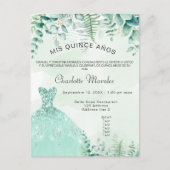Invitation Carte Postale Quinceanera robe de fougères de forêt enchantée (Devant)