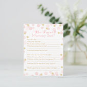 Invitation Carte Postale Quiz de la future maman Shower Pink Gold Dots (Debout devant)