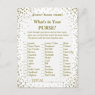 Invitation Carte Postale Qu'y a-t-il dans votre sac Confetti d'or