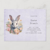 Invitation Carte Postale Rabbit Surrounded by Pastel Flowers Cute Easter (Devant)