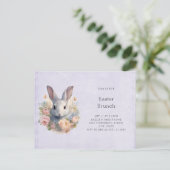 Invitation Carte Postale Rabbit Surrounded by Pastel Flowers Cute Easter (Debout devant)