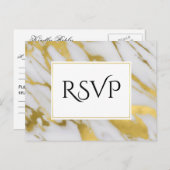 Invitation Carte Postale Raffinement Abstrait en marbre doré RSVP (Devant / Derrière)