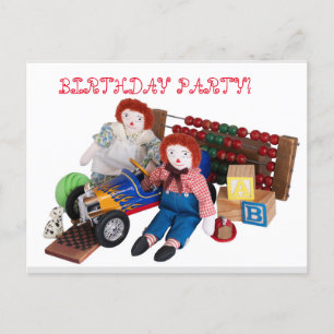 Invitation Carte Postale Raggedy Ann Andy toys garçon fille anniversaire en