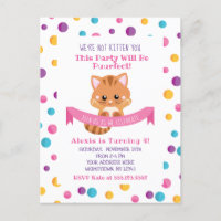 Rainbow Confetti Cute Kitty Chat Anniversaire