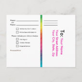 Invitation Carte Postale [Rainbow Crinkle Mariage] Coeurs RSVP Card Pink (Dos)